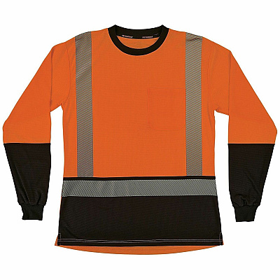 ergodyne Women's Performance Hi-Vis Long Sleeve T-Shirt - Type R, Class 2, Black Bottom (22347)