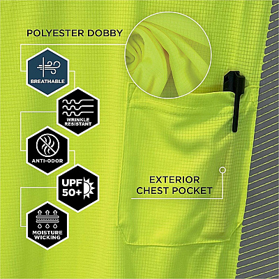 ergodyne Performance Hi-Vis Long Sleeve T-Shirt - Type R, Class 3, Black Bottom (22298)