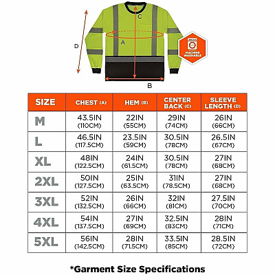 ergodyne Performance Hi-Vis Long Sleeve T-Shirt - Type R, Class 3, Black Bottom (22298)