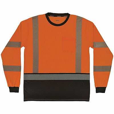 ergodyne Performance Hi-Vis Long Sleeve T-Shirt - Type R, Class 3, Black Bottom (22309)