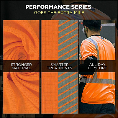 ergodyne Performance Hi-Vis T-Shirt - Type R, Class 2, Black Bottom (22287)