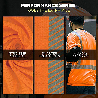 ergodyne Performance Hi-Vis Long Sleeve T-Shirt - Type R, Class 3, Black Bottom (22305)