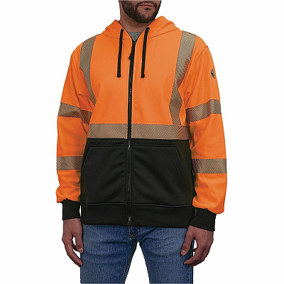 ergodyne GloWear 8318BK Hi-Vis Hooded Zip-Up Sweatshirt (23074)