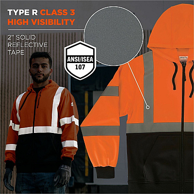 ergodyne GloWear 8312BK Essential Hi-Vis Hooded Zip-Up (22946)