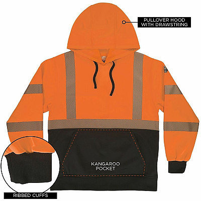 ergodyne GloWear 8312BK Essential Hi-Vis Hooded Zip-Up (22945)