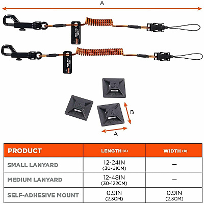 ergodyne Squids 3151 Coil Lanyard with Mini Adhesive Mounts (19260)