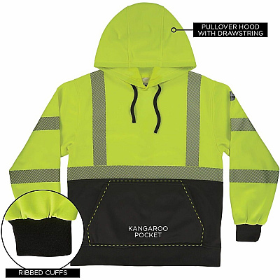 ergodyne GloWear 8317BK Performance Hi-Vis Hooded Sweatshirt (22973)