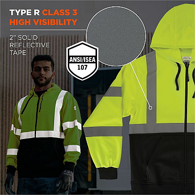 ergodyne GloWear 8312BK Essential Hi-Vis Hooded Zip-Up (22934)