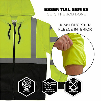 ergodyne GloWear 8312BK Essential Hi-Vis Hooded Zip-Up (22934)