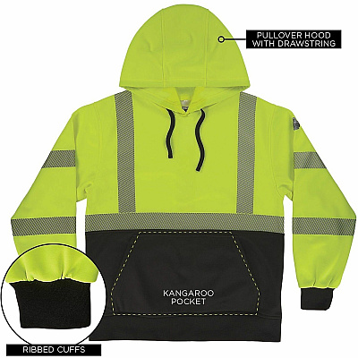 ergodyne GloWear 8317BK Performance Hi-Vis Hooded Sweatshirt (22976)