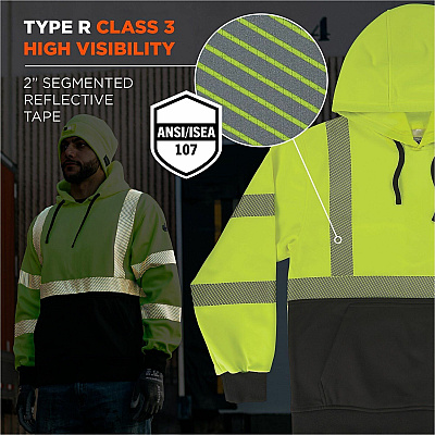 ergodyne GloWear 8317BK Performance Hi-Vis Hooded Sweatshirt (22979)
