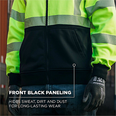 ergodyne GloWear 8318BK Hi-Vis Hooded Zip-Up Sweatshirt (23064)