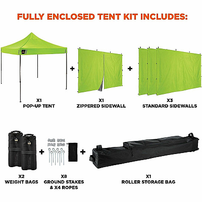 ergodyne Heavy-Duty Pop-Up Tent Enclosed Kit - 10ft x 10ft (12961)