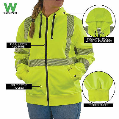 ergodyne GloWear 8305W Womens Hi-Vis Hooded Zip-Up (22896)