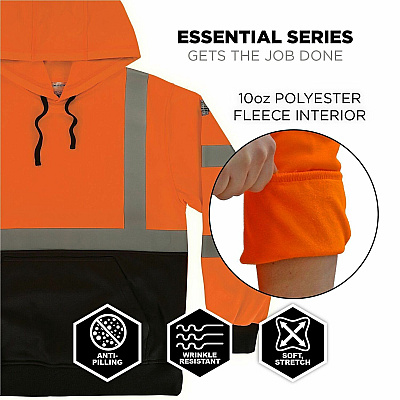 ergodyne GloWear 8311BK Essential Hi-Vis Hooded Sweatshirt (22886)