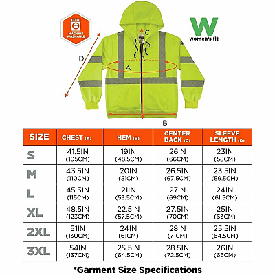 ergodyne GloWear 8305W Womens Hi-Vis Hooded Zip-Up (22895)