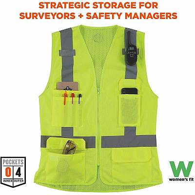 ergodyne GloWear 8247ZW-S Womens Hi-Vis Surveyor Vest (22462)
