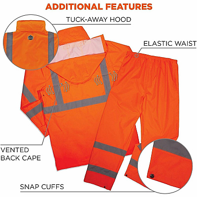ergodyne GloWear 8376K Hi-Vis Rain Suit Kits (25337)