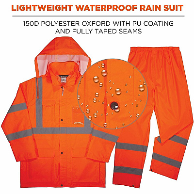 ergodyne GloWear 8376K Hi-Vis Rain Suit Kits (25338)