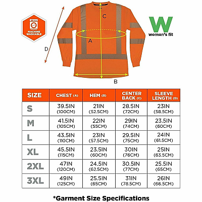 ergodyne Women's Performance Hi-Vis Long Sleeve T-Shirt - Type R, Class 3 (22367)