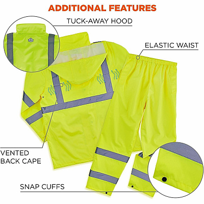 ergodyne GloWear 8376K Hi-Vis Rain Suit Kits (25432)