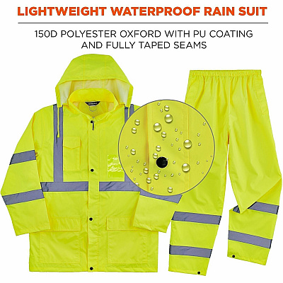ergodyne GloWear 8376K Hi-Vis Rain Suit Kits (25439)