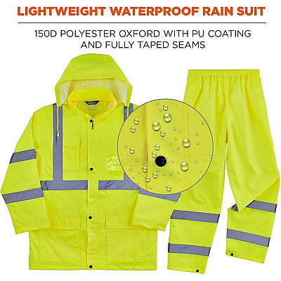 ergodyne GloWear 8376K Hi-Vis Rain Suit Kits (25437)