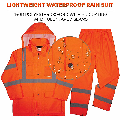 ergodyne GloWear 8376K Hi-Vis Rain Suit Kits (25339)