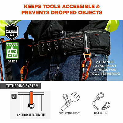 ergodyne Arsenal 5556 3-Inch Padded Tool Belt - Tool Tethering Attachment Point (13670)