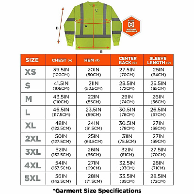 ergodyne Essential Hi-Vis Long Sleeve T-Shirt - Type R, Class 3 (22059)