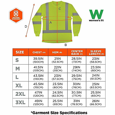 ergodyne GloWear 8374 Women's Essential Hi-Vis Long Sleeve T-Shirt (22093)