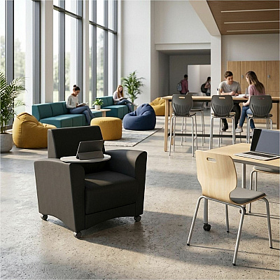 Learniture Shapes Series II Common Area Chair w/Tablet Arm (LNT1601BKCS)