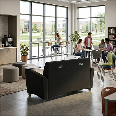 Learniture Common Area Sofa with Tablet Arms (LNT1701BKCS)