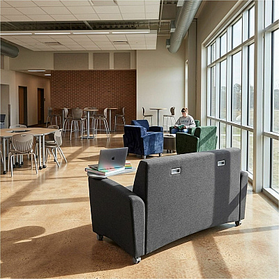 Learniture Common Area Sofa with Tablet Arms (LNT1701BKCS)