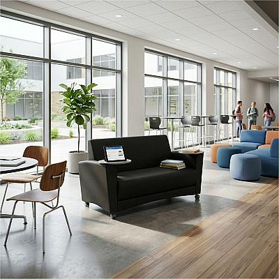 Learniture Common Area Sofa with Tablet Arms (LNT1701BKCS)