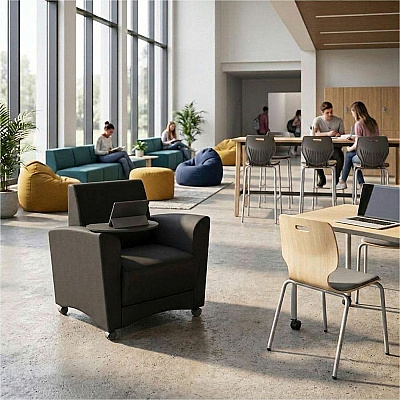 Learniture Shapes Series II Common Area Chair w/Tablet Arm (LNT1601BKGT)