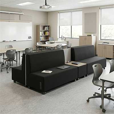 Learniture Shapes Series II Soft Seating Sofa w/Charging Ports (LNT1023BKA)