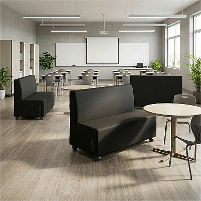 Learniture Shapes Series II Soft Seating Sofa w/Charging Ports (LNT1023BKA)