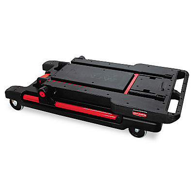 Rubbermaid Commercial Convertible Utility Cart, Plastic, 2 Shelves, 400 lb Capacity, 23.88" x 45.13" x 34.38", Black (RCP430000BK)