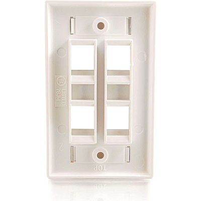 C2G 4-port Keystone Wallplate White (03413)