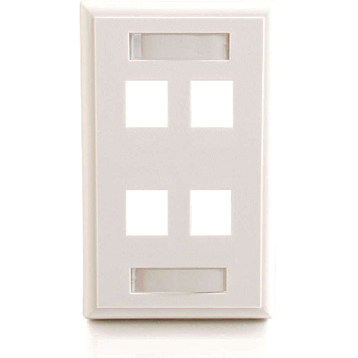 C2G 4-port Keystone Wallplate White (03413)