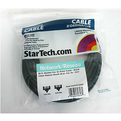 StarTech 25ft Black Molded Cat5e Utp Patch Cable (M45PATCH25BK)