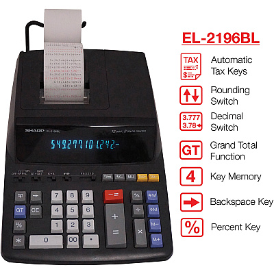 Sharp EL-2196BL 12 Digit Printing Calculator