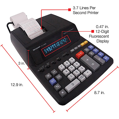 Sharp EL-2196BL 12 Digit Printing Calculator