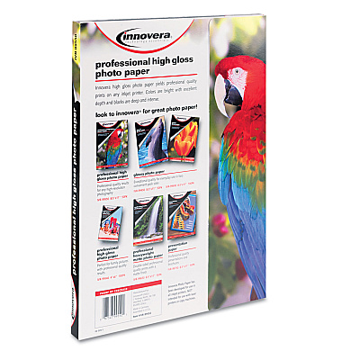 Innovera High-Gloss Photo Paper, 10 mil, 8.5 x 11, High-Gloss White, 50/Pack (IVR99550)