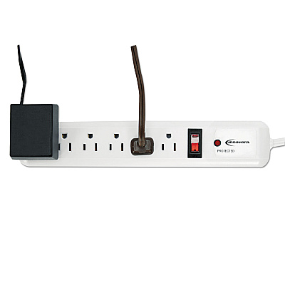Innovera Surge Protector, 6 AC Outlets, 4 ft Cord, 540 J, White (IVR71652)