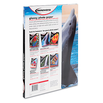 Innovera Glossy Photo Paper, 7 mil, 8.5 x 11, Glossy White, 50/Pack (IVR99450)