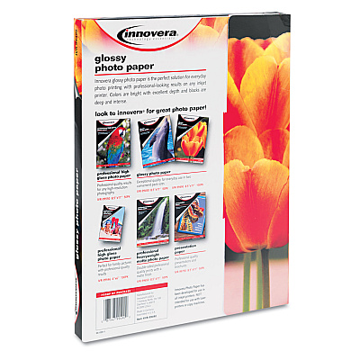 Innovera Glossy Photo Paper, 7 mil, 8.5 x 11, Glossy White, 100/Pack (IVR99490)