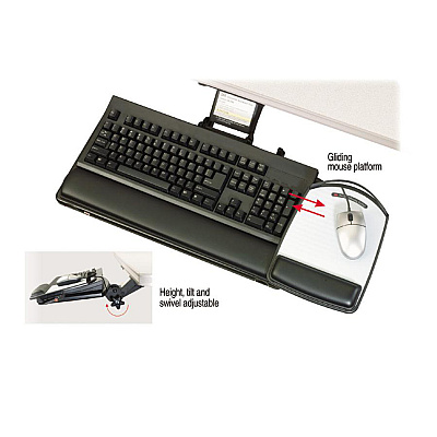 3M Adjustable Keyboard Tray with Adjustable Keyboard and Mouse Platform (MMMAKT80LE)