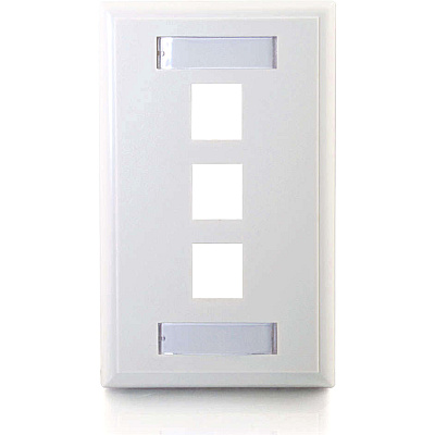 C2G 3-port Keystone Wall Plate - White (03412)